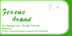 ferenc arpad business card