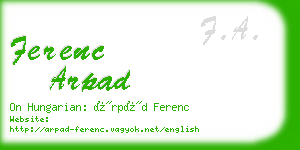 ferenc arpad business card